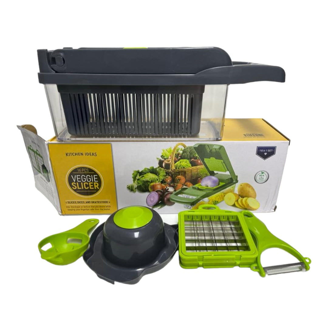 Rallador Cortador de Frutas y Verduras 16 Piezas