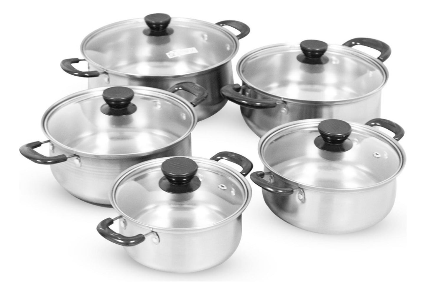 Juego de Ollas con Tapa de Vidrio 5 Piezas