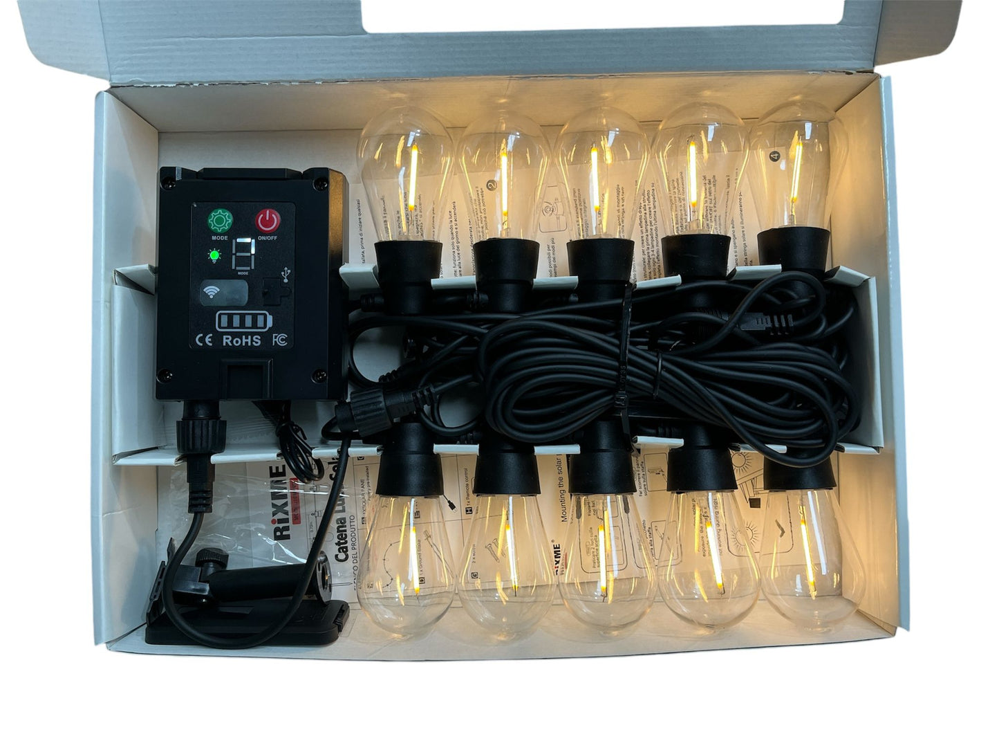 Luces con panel solar+bombitas