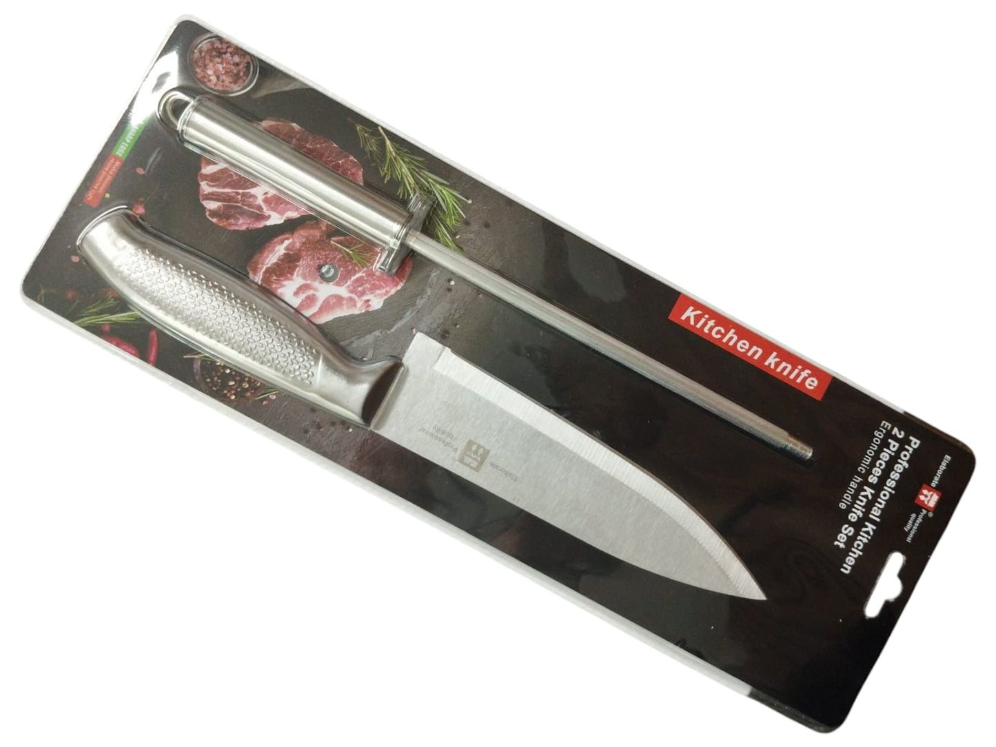 Cuchillo con Chaira Mango de Metal Elaborate