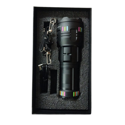 Linterna de Alto Alcance Ajustable + 5 Lentes de Colores