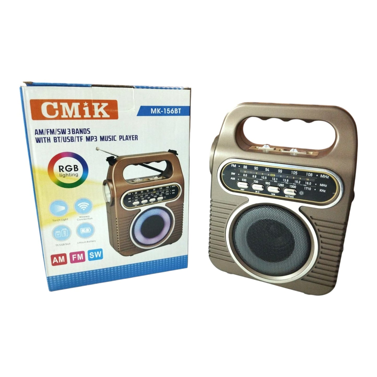 Radio AM/FM MK-156BT con Luz Lateral y RGB