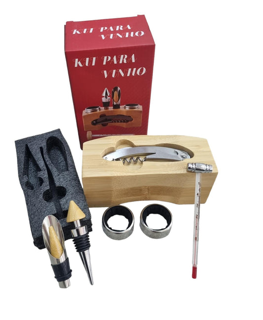 Set de 7 Piezas Sacacorchos de Madera para Vino
