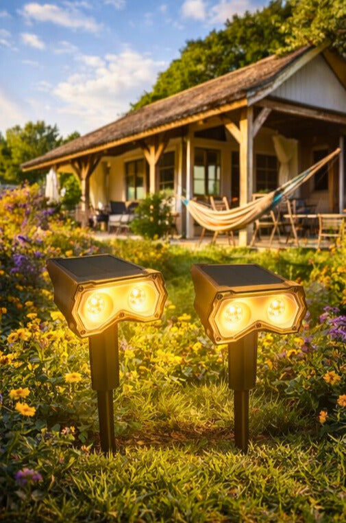 Luz Pincho Solar Calido x 2