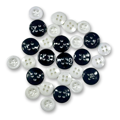 Kit de Botones Blancos y Negros (10mm;15mm;20mm)