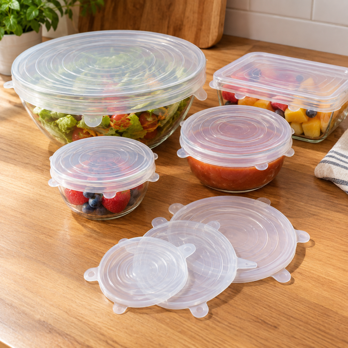 Kit de Tapas de Silicona Para Tupper