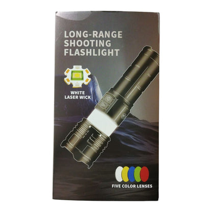 Linterna de Alto Alcance Ajustable + 5 Lentes de Colores