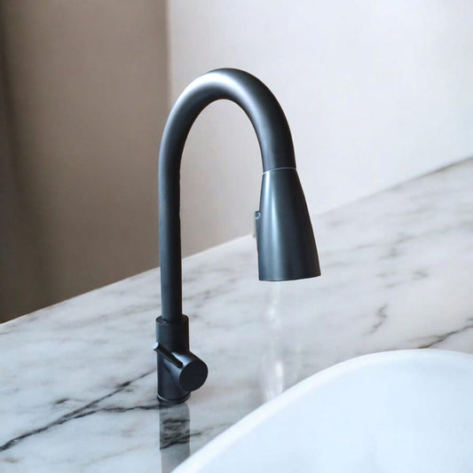 Canilla Monocomando Extensible Flexible Acero Inoxidable Negra