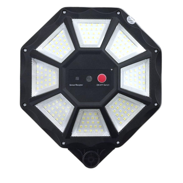 Luz Solar LED Octagonal 240W para Exterior Con Sensor y Montaje en Poste o Pared