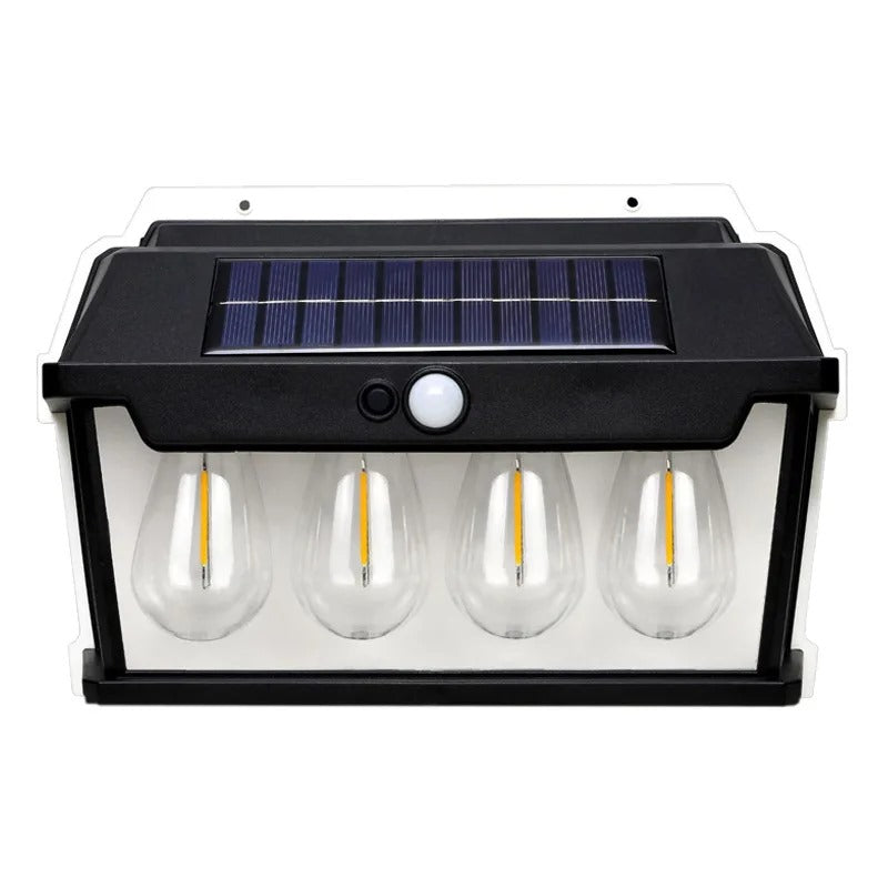 Luz Solar con Sensor + 4 Lámparas Cálidas