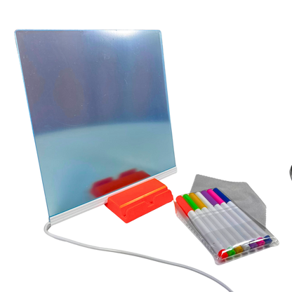 Pizarra LED de 20x20cm + lapices de colores