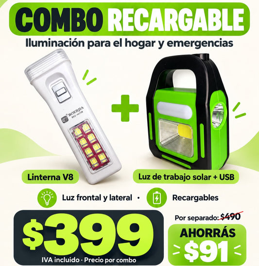 Combo Linterna de Mano + Foco de Trabajo