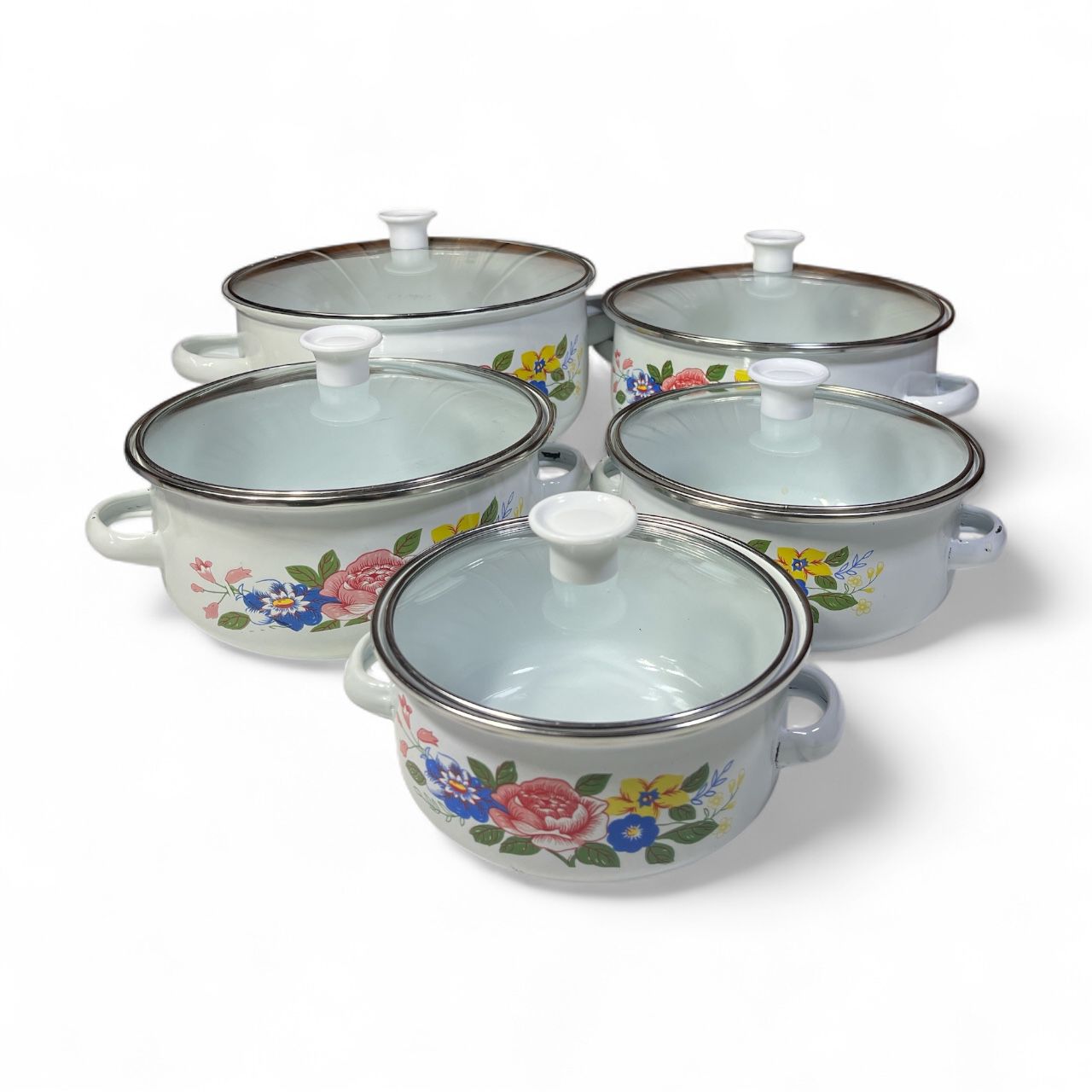 Set de bowls 14/16/18/20/22 cm simil esmaltado
