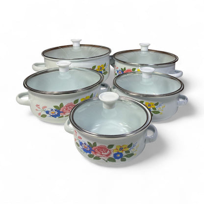 Set de bowls 14/16/18/20/22 cm simil esmaltado