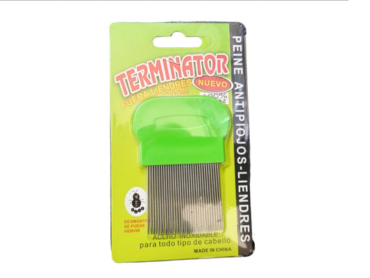Peine Fino Terminator Antipiojos Acero Inoxidable