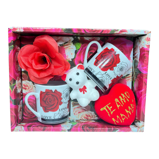 2 mini tazas + peluche