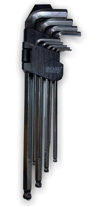 Llave Allen Larga Extremo de Bola CR-V 9 Piezas MICASA